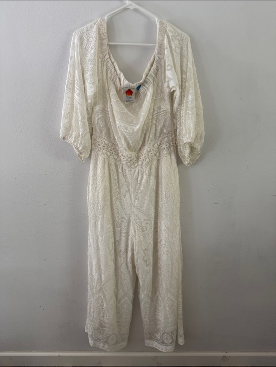 FARM Rio Pants - Anthropologie x Farm Rio Elliott Lace Off the Shoulder Jumpsuit Sz M